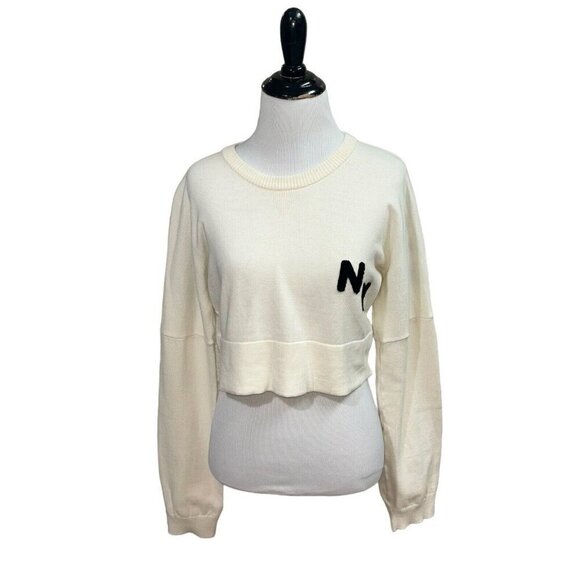 Spirit Jersey Women's L Large Crop Knit Sweater New York Applique Long Sleeves - Picture 4 of 9